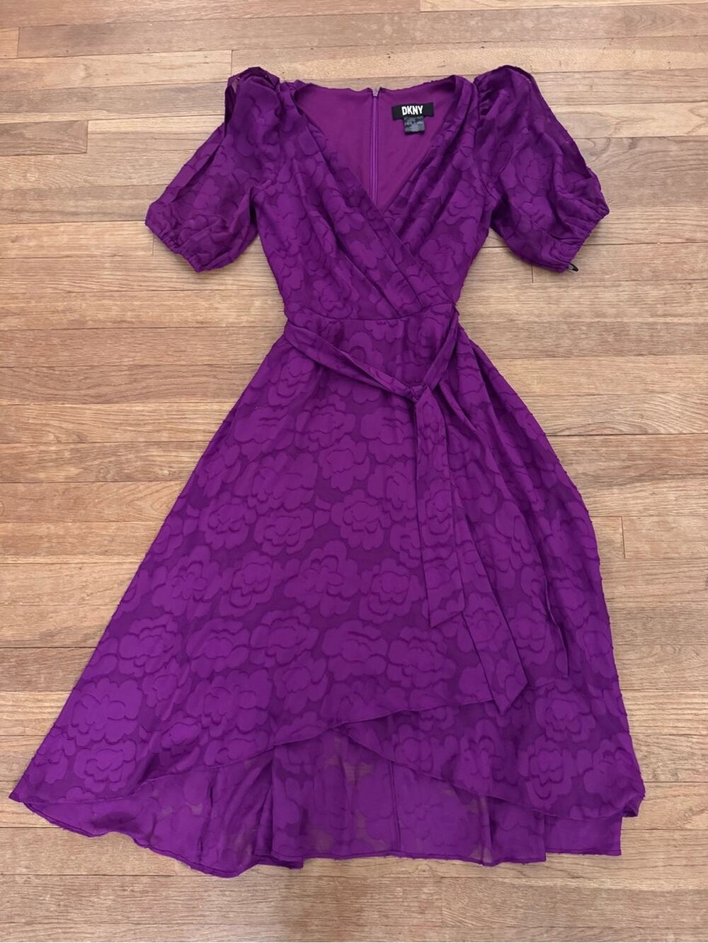 DKNY Women's Purple Faux Wrap Midi Dress - Size 2
 b9